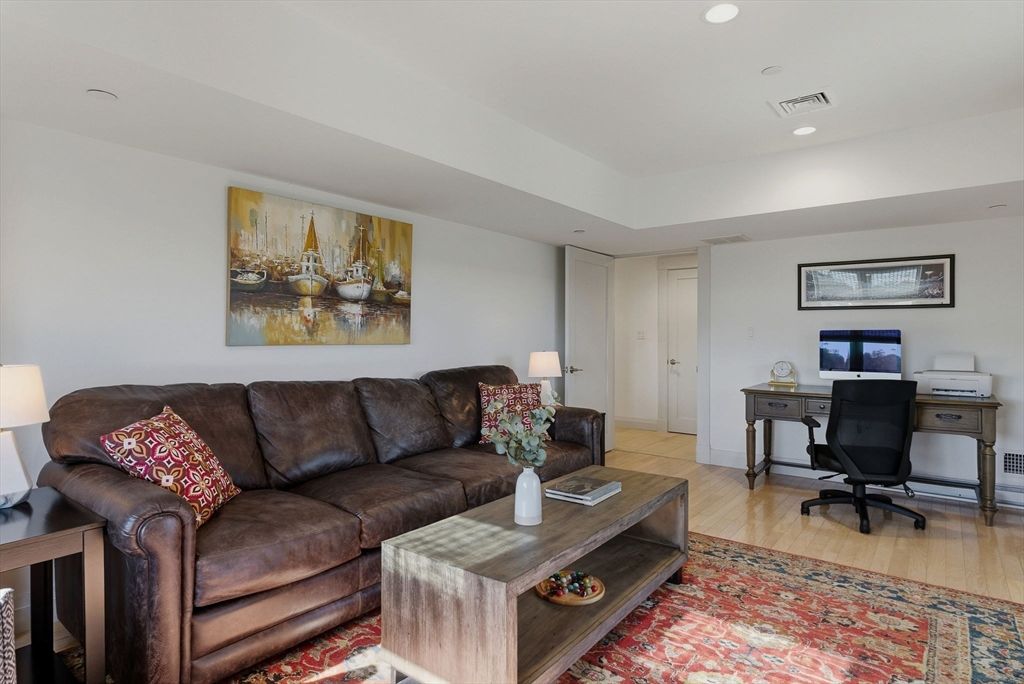 Home Office, Interior, Living room, Recessed Lighting, Wood Texture Flooring