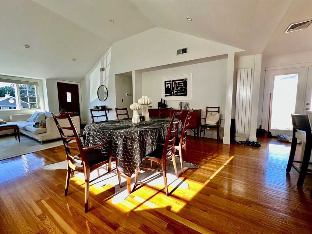 Dining room, Interior, Recessed Lighting, Wood Texture Flooring