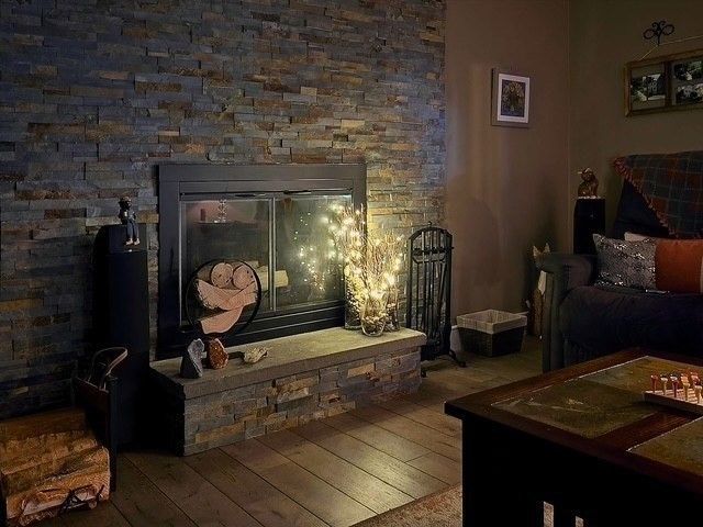 Fireplace, Interior, Stone Walls, Wood Texture Flooring