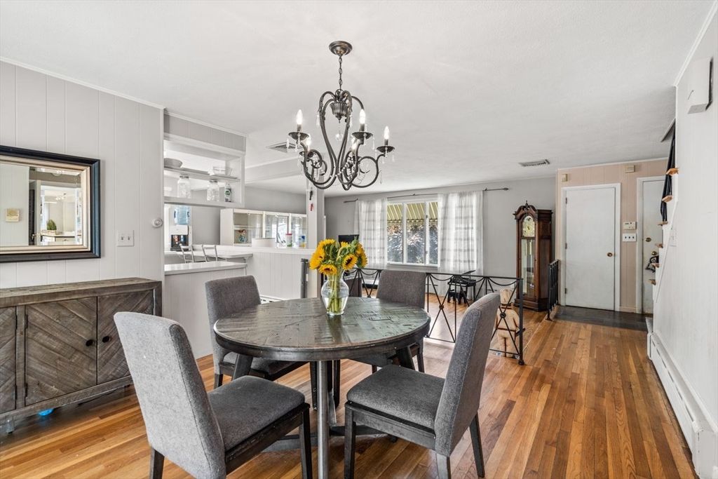 Chandelier, Dining room, Interior, Wood Texture Flooring