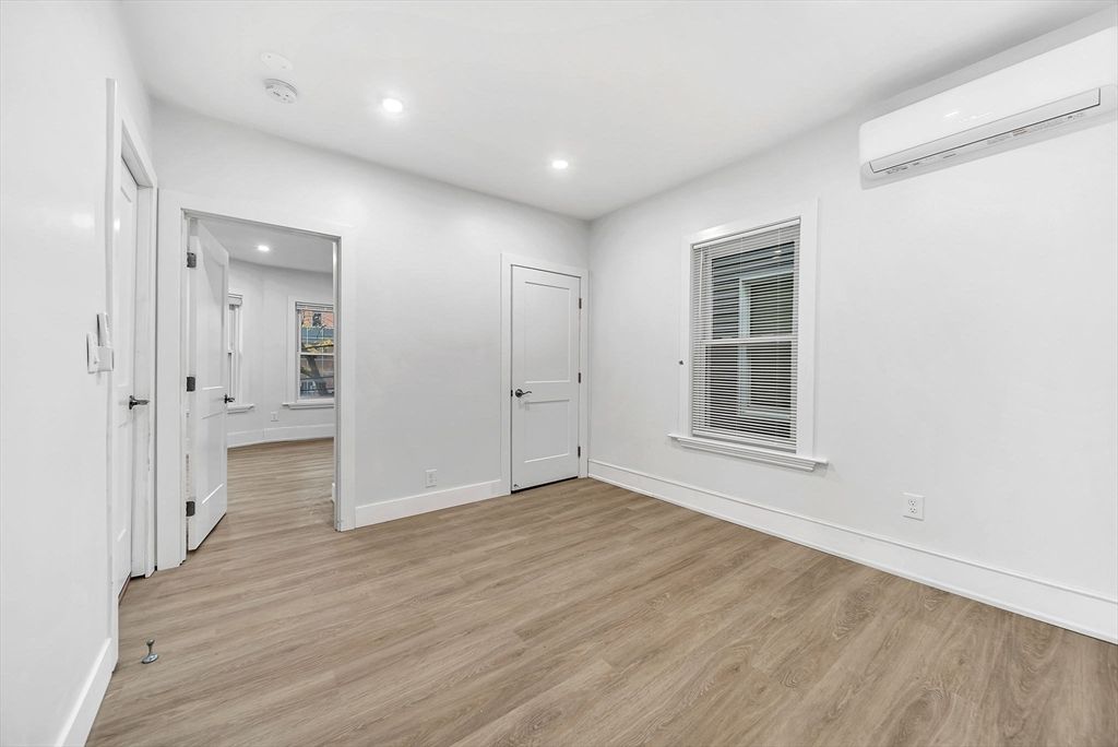 Empty room, Fireplace, Interior, Recessed Lighting, Wood Texture Flooring
