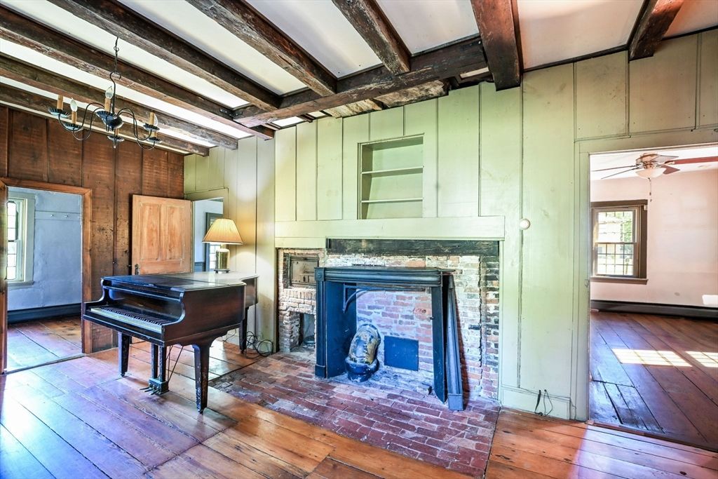 Fireplace, Interior, Piano, Wooden Beams, Wood Texture Flooring, Wooden Walls