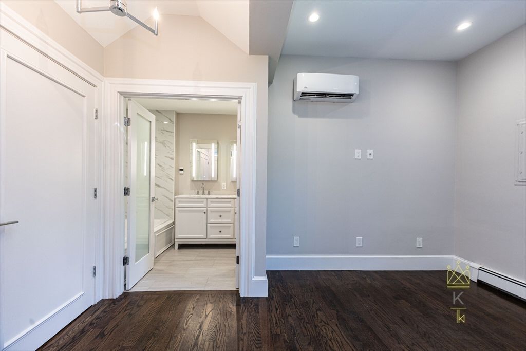 Bathroom, Empty room, Interior, Recessed Lighting, Wood Texture Flooring