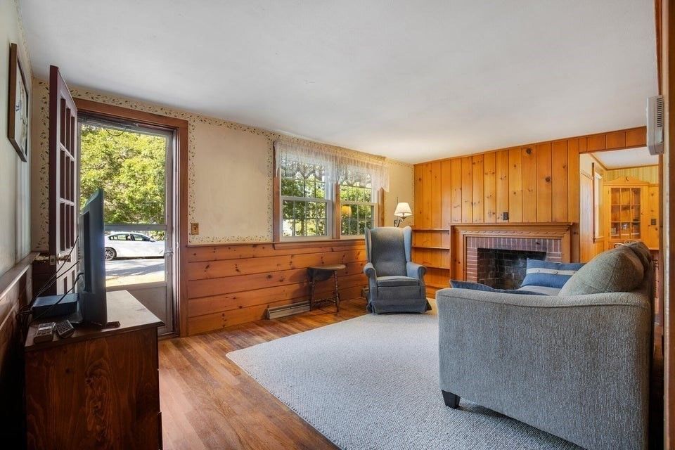 Fireplace, Interior, Living room, Wood Texture Flooring, Wooden Walls