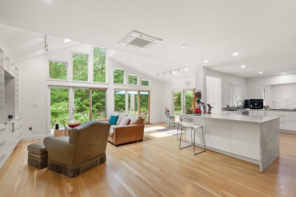 Interior, Kitchen, Living room, Recessed Lighting, Wood Texture Flooring