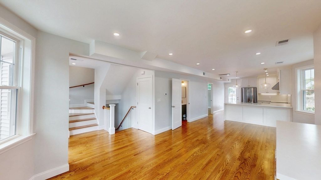Interior, Kitchen, Pendant Lights, Recessed Lighting, Wood Texture Flooring
