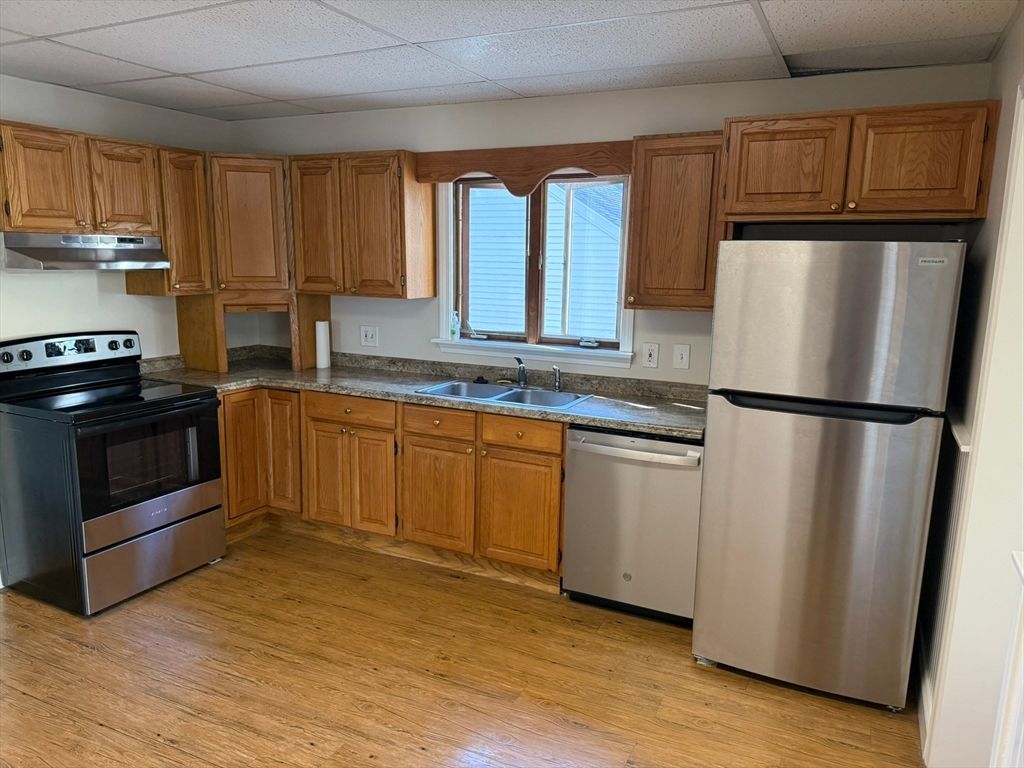 Interior, Kitchen, Stainless Steel Appliances, Wood Texture Flooring