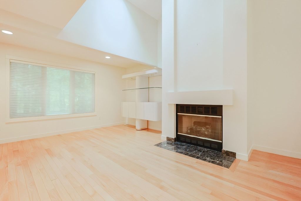 Fireplace, Interior, Recessed Lighting, Wood Texture Flooring