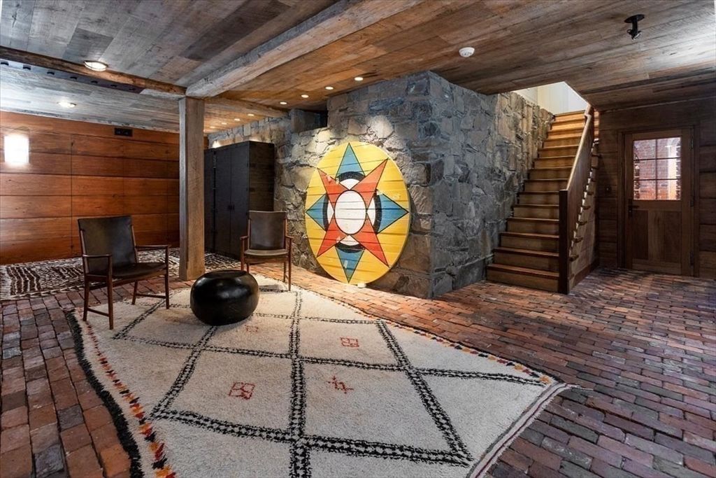 Interior, Recessed Lighting, Stone Walls, Wooden Ceilings, Wooden Walls