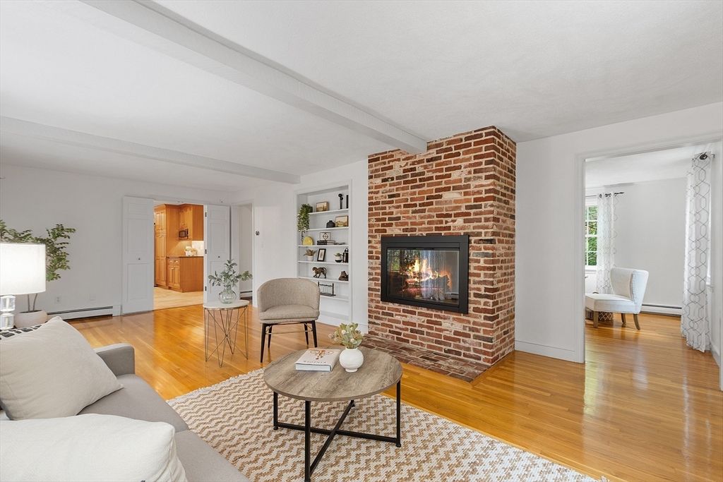 Fireplace, Interior, Living room, Stone Walls, Wood Texture Flooring