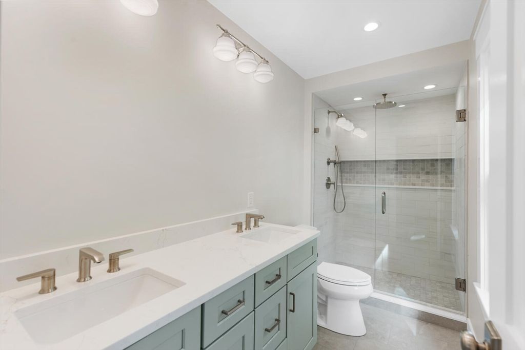 Bathroom, Glass Shower, Interior, Recessed Lighting