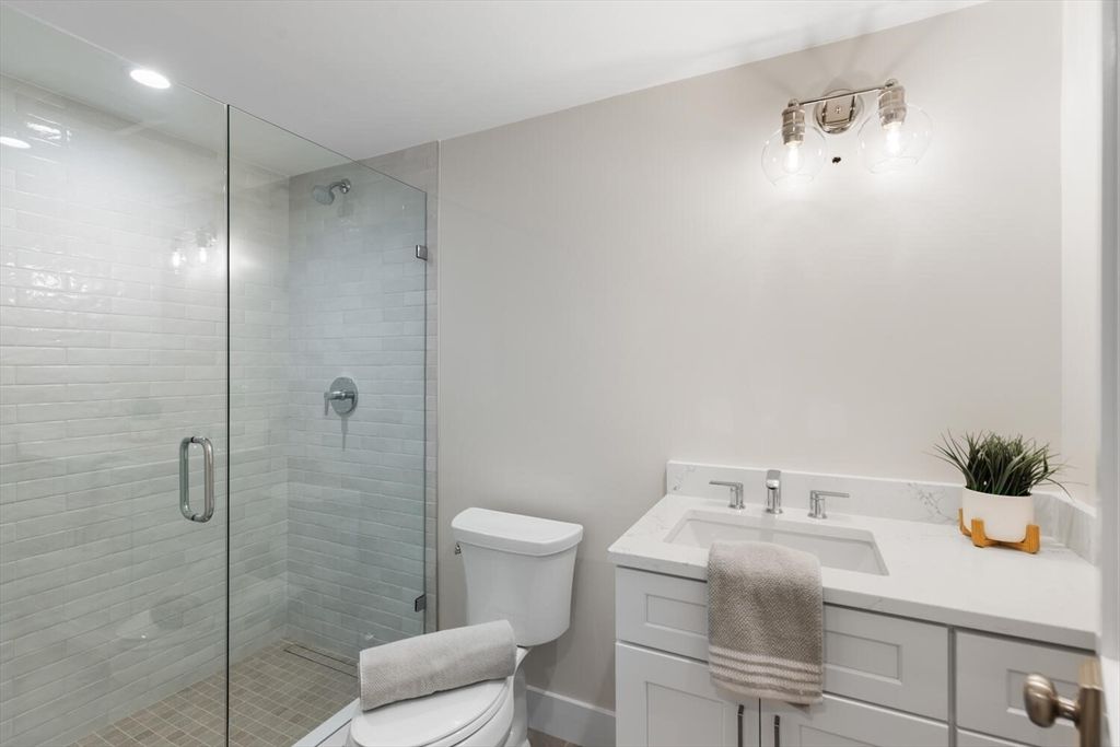 Bathroom, Glass Shower, Interior, Recessed Lighting