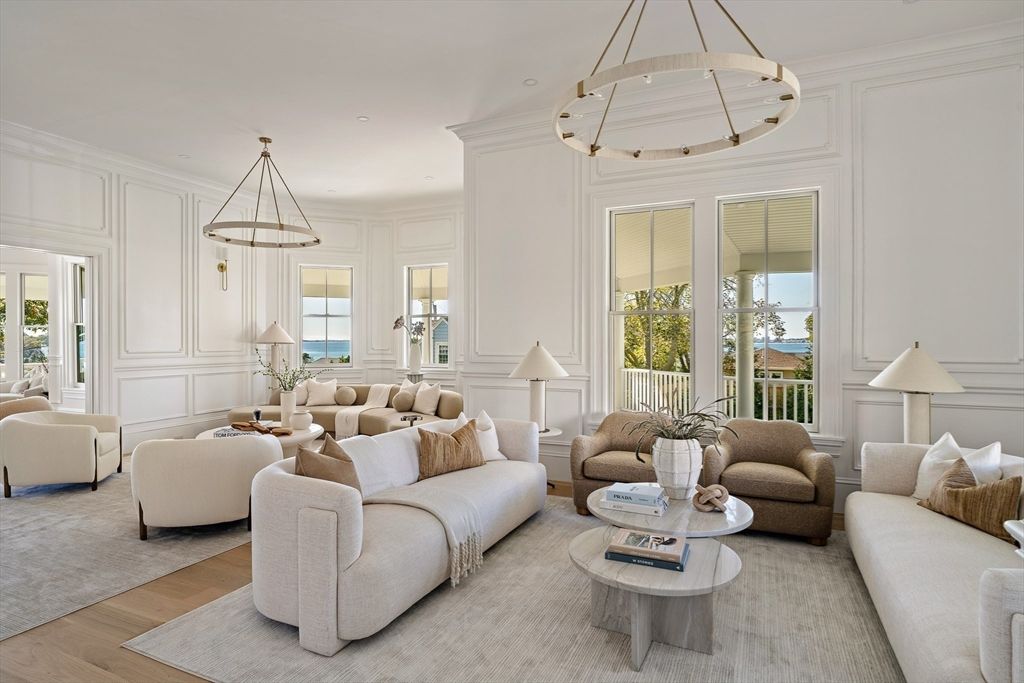 Interior, Living room, Pendant Lights, Recessed Lighting, Water, Wood Texture Flooring