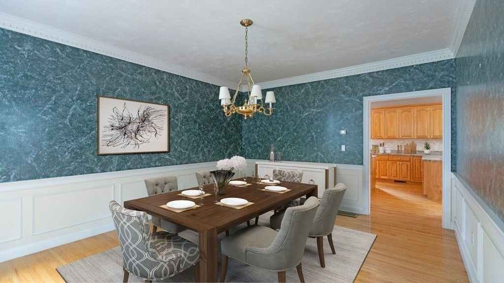 Chandelier, Dining room, Interior, Pendant Lights, Wood Texture Flooring