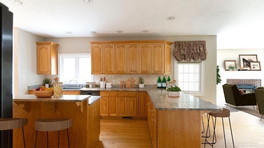 Interior, Kitchen, Recessed Lighting, Wood Texture Flooring