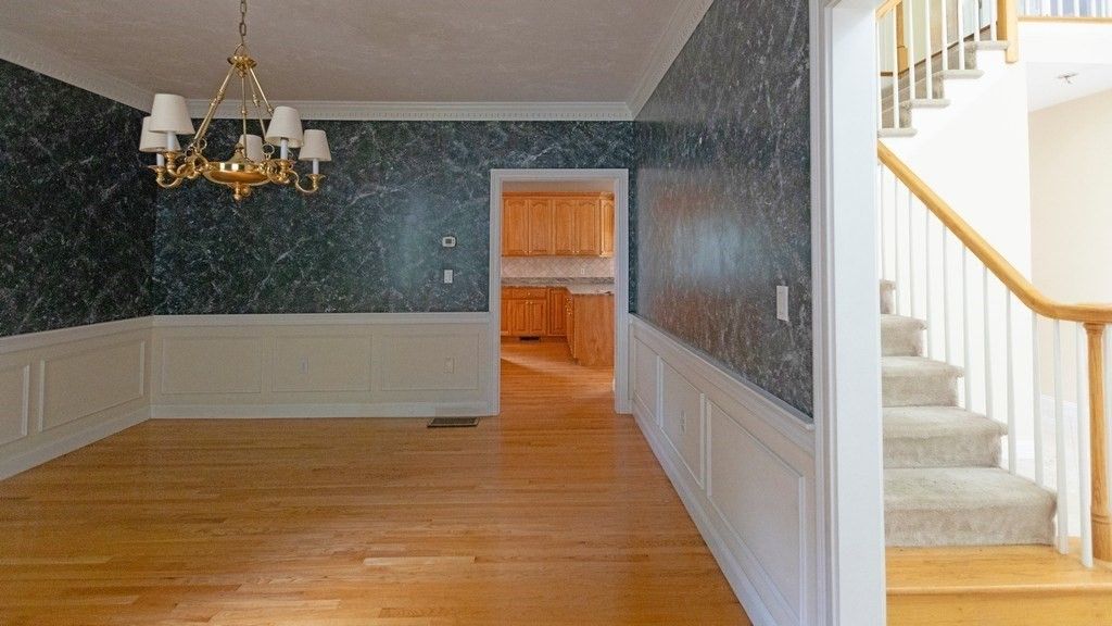 Chandelier, Interior, Marble Walls, Pendant Lights, Wood Texture Flooring