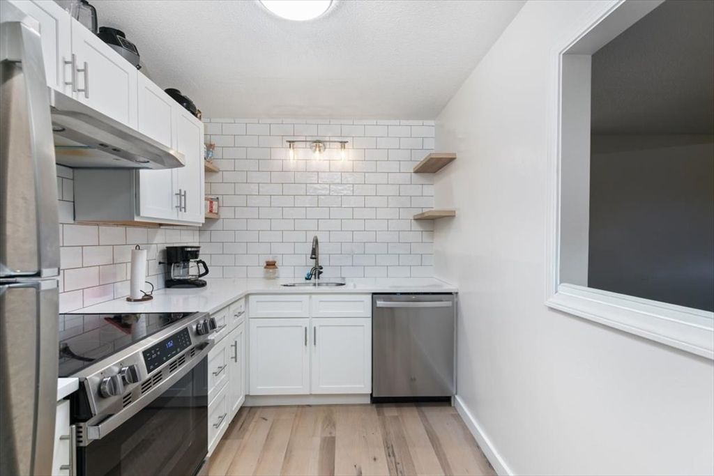 Interior, Kitchen, Stainless Steel Appliances, Wood Texture Flooring