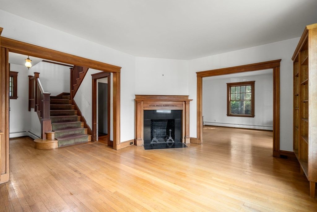 Empty room, Fireplace, Interior, Wood Texture Flooring