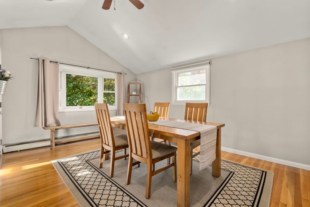 Dining room, Interior, Recessed Lighting, Wood Texture Flooring