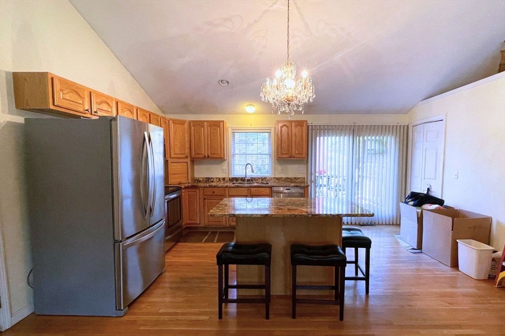 Chandelier, Interior, Kitchen, Recessed Lighting, Wood Texture Flooring
