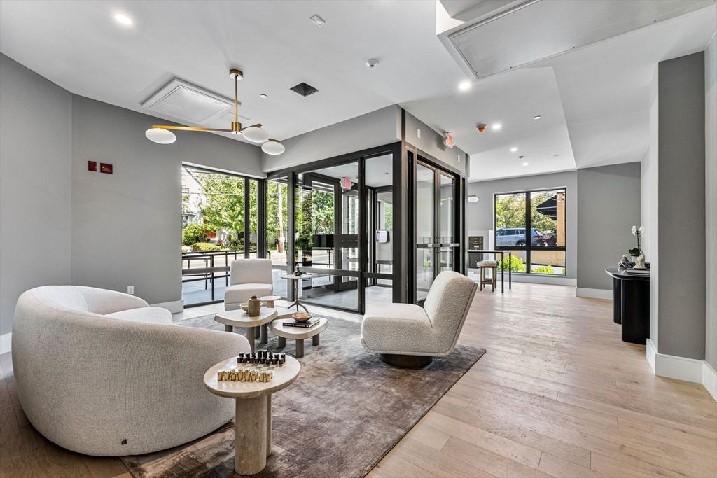 Interior, Living room, Pendant Lights, Recessed Lighting, Wood Texture Flooring
