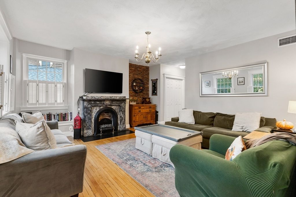 Chandelier, Fireplace, Interior, Living room, Wood Texture Flooring