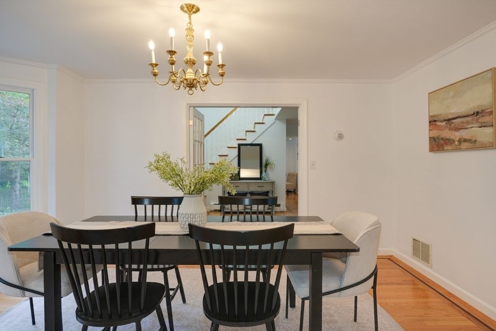 Chandelier, Dining room, Interior, Wood Texture Flooring