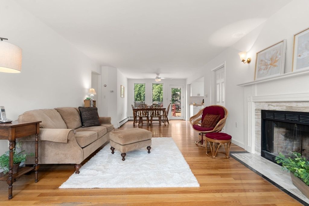 Dining room, Fireplace, Interior, Living room, Wood Texture Flooring