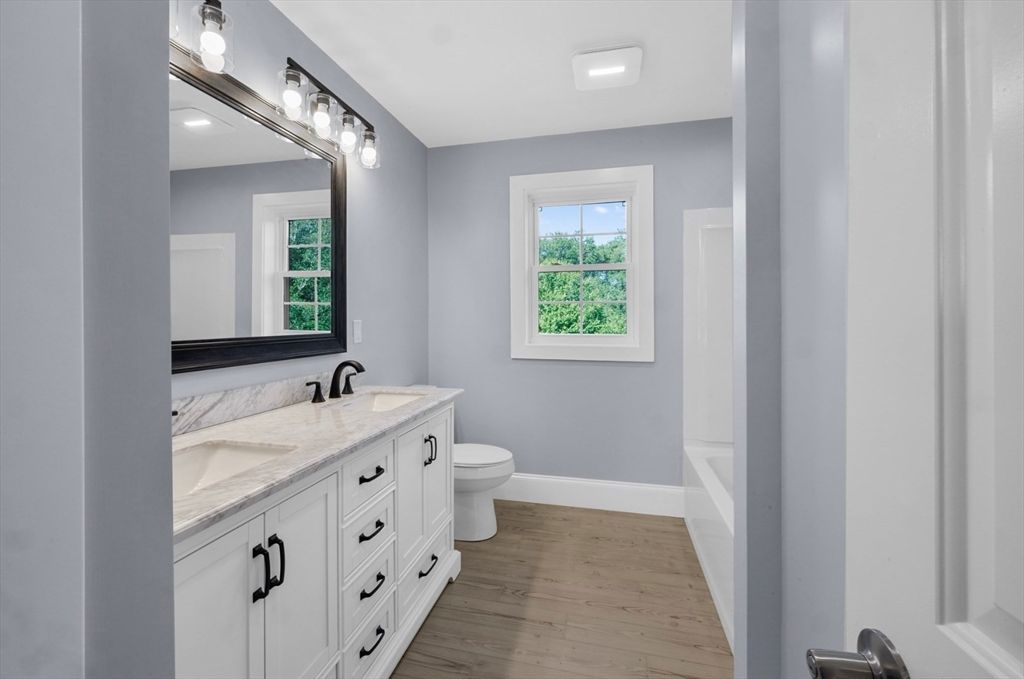 Bathroom, Dual Sink Vanities, Interior, Wood Texture Flooring
