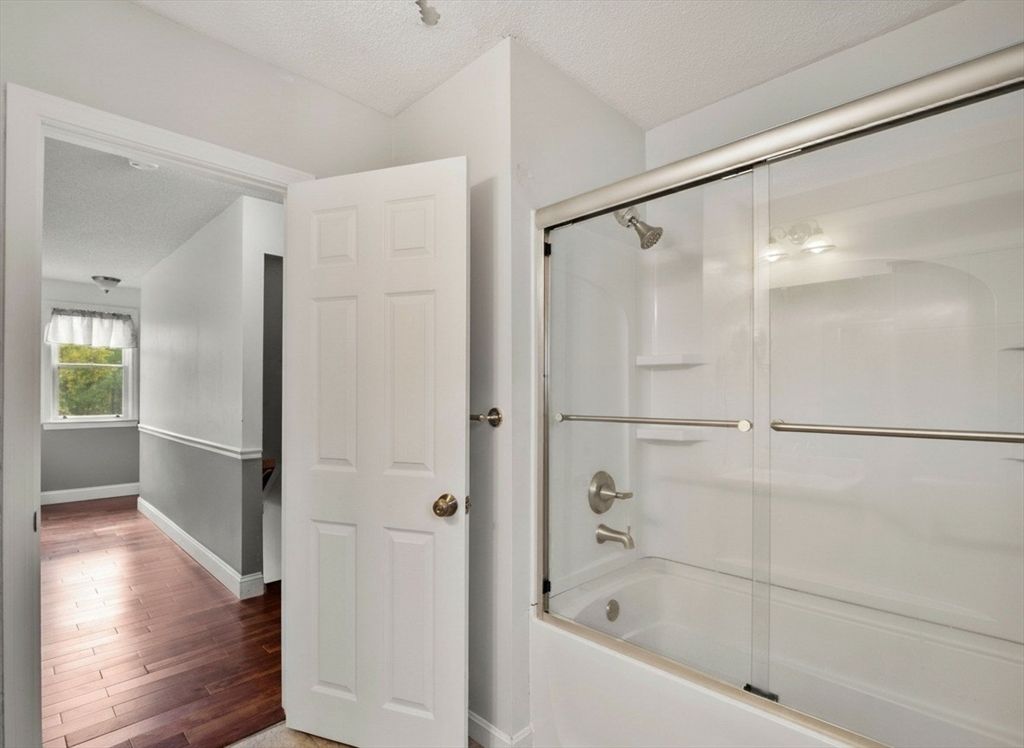 Bathroom, Glass Shower, Interior, Wood Texture Flooring