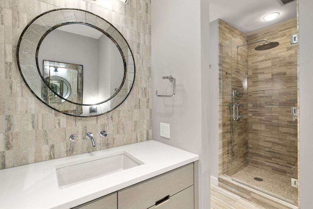 Bathroom, Glass Shower, Interior, Recessed Lighting