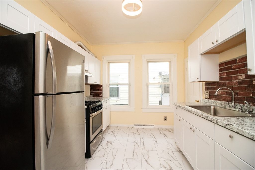 Interior, Kitchen, Marble, Stainless Steel Appliances, Stone Walls