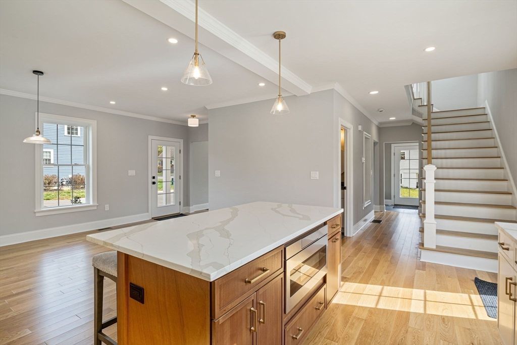Interior, Kitchen, Pendant Lights, Recessed Lighting, Wood Texture Flooring