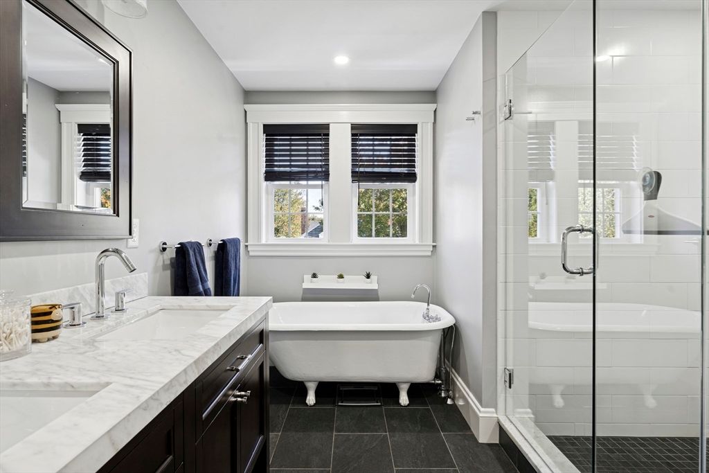 Bathroom, Dual Sink Vanities, Free Standing Baths, Glass Shower, Interior, Recessed Lighting