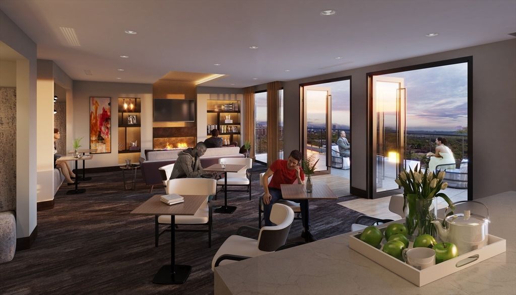 Dining room, Fireplace, Interior, Living room, Recessed Lighting