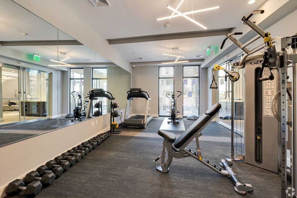 Fitness Equipment, Gym, Interior, Recessed Lighting