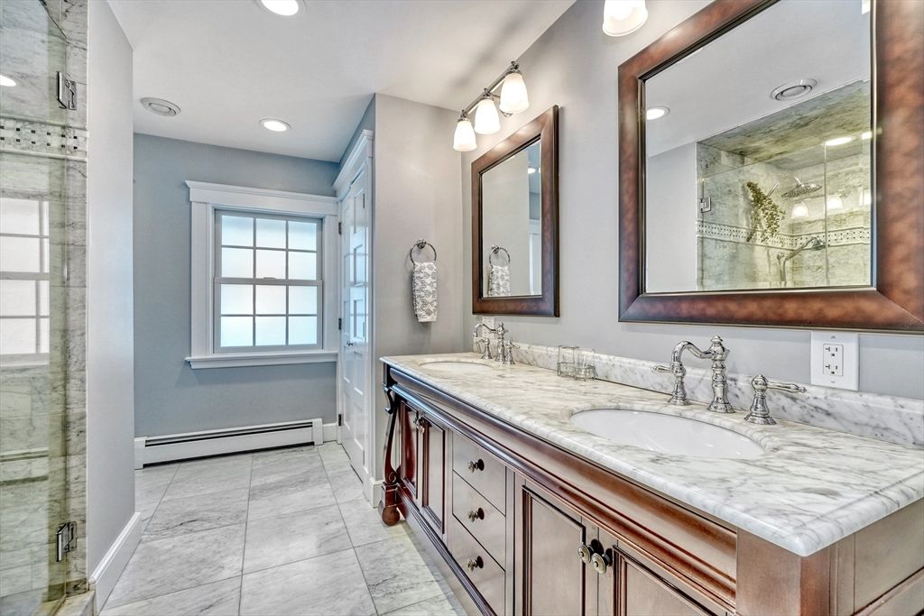 Bathroom, Dual Sink Vanities, Glass Shower, Interior, Recessed Lighting