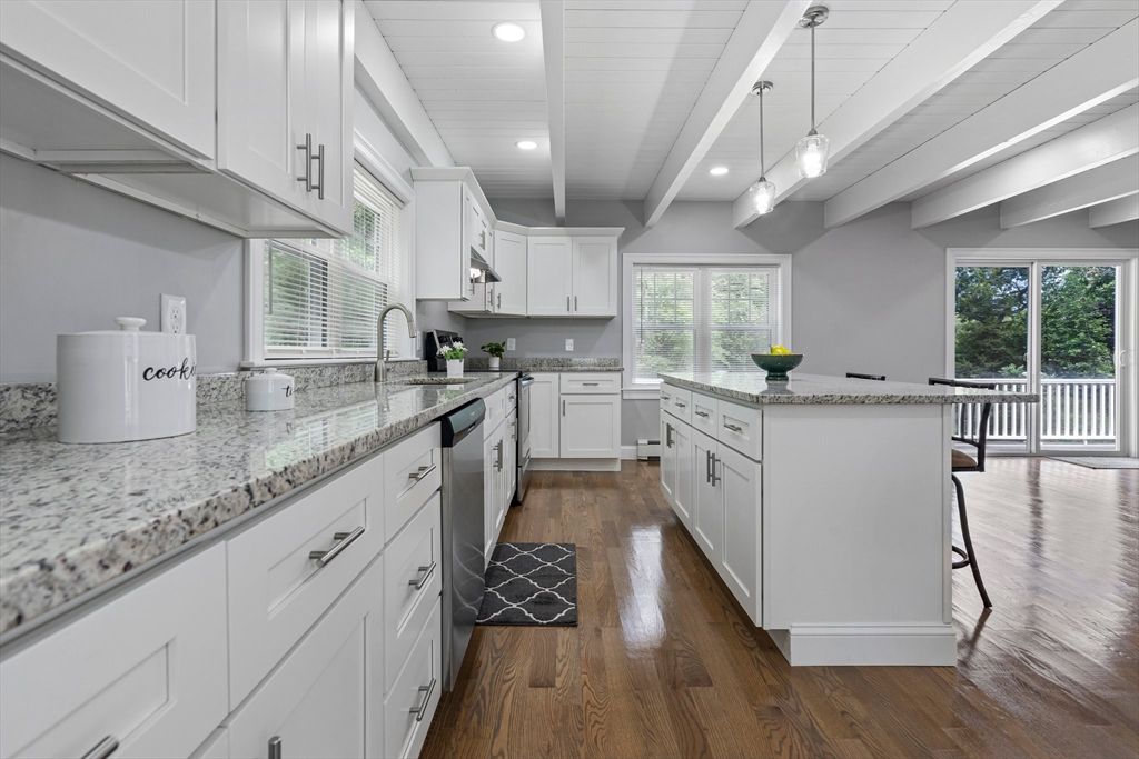Interior, Kitchen, Pendant Lights, Recessed Lighting, Wood Texture Flooring