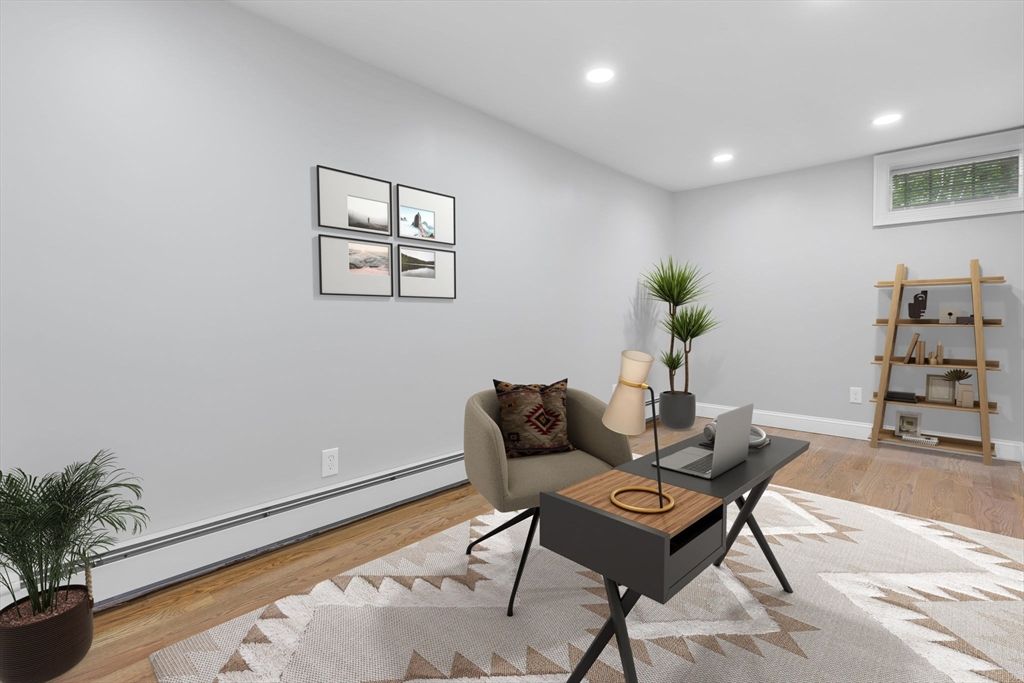 Home Office, Interior, Recessed Lighting, Wood Texture Flooring