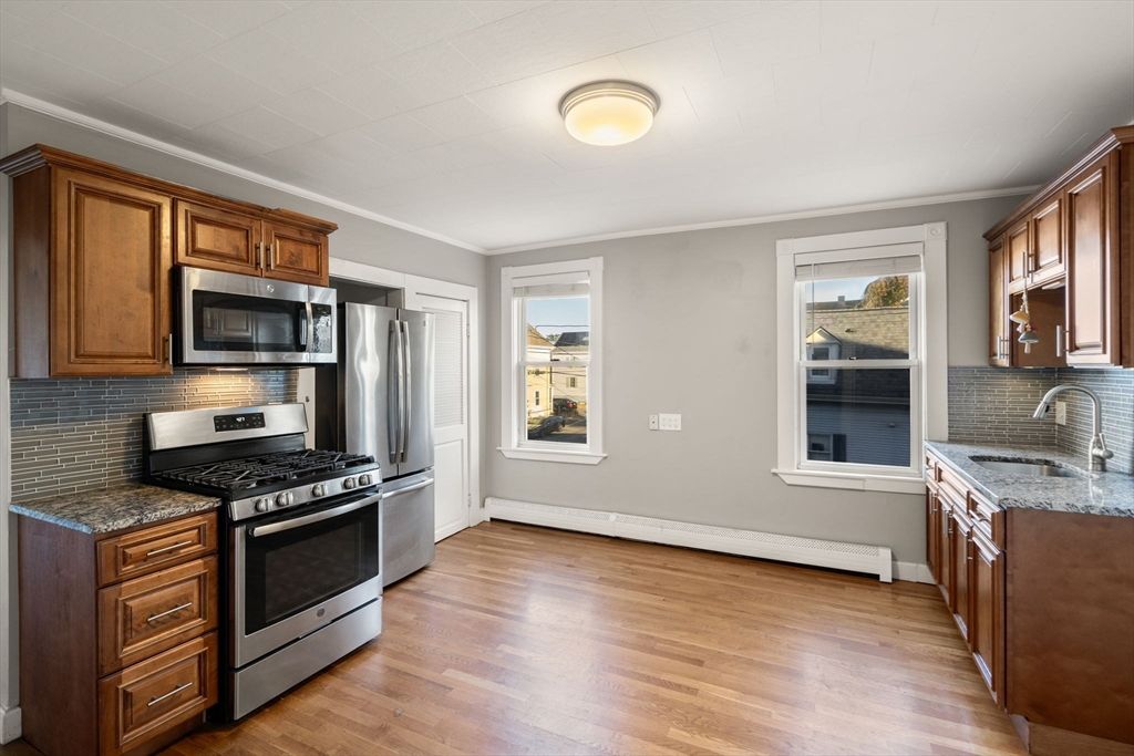 Interior, Kitchen, Stainless Steel Appliances, Wood Texture Flooring