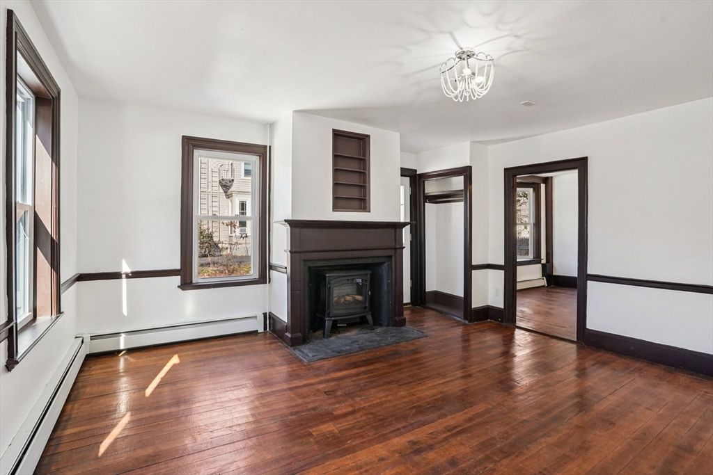 Empty room, Fireplace, Interior, Wood Texture Flooring