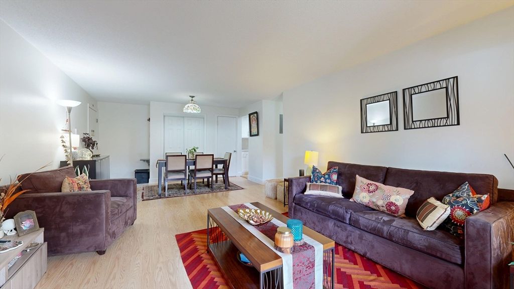 Dining room, Interior, Living room, Pendant Lights, Wood Texture Flooring