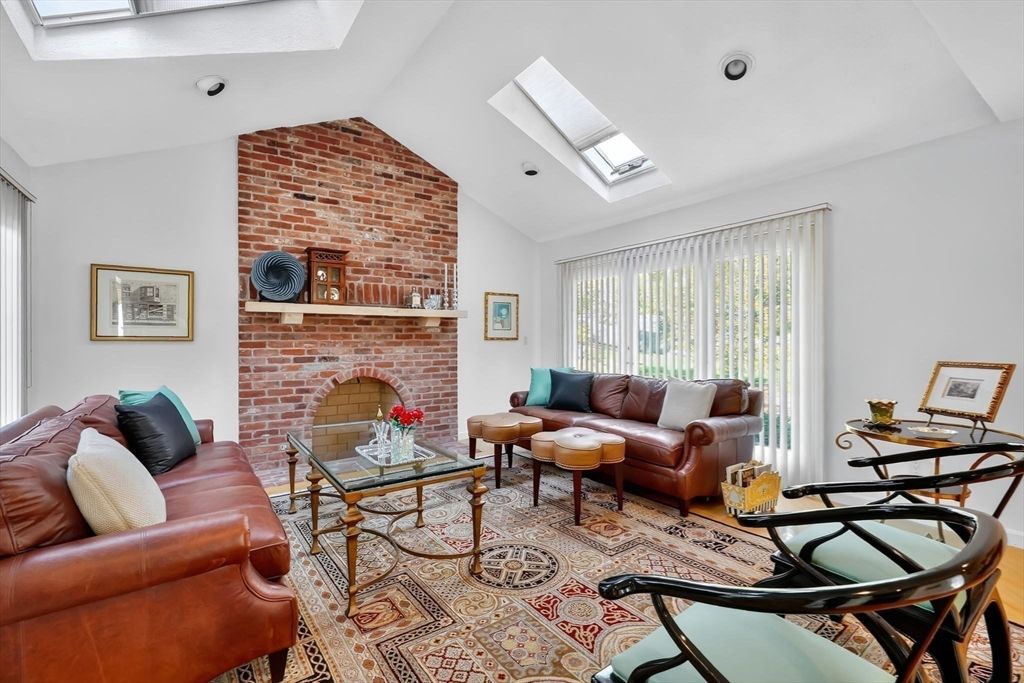 Fireplace, Interior, Living room, Recessed Lighting, Stone Walls