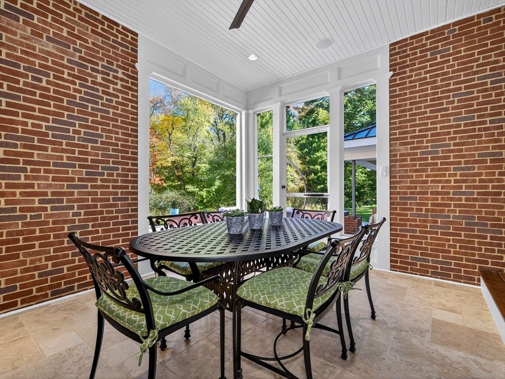 Dining room, Interior, Recessed Lighting, Stone Walls, Sun Room
