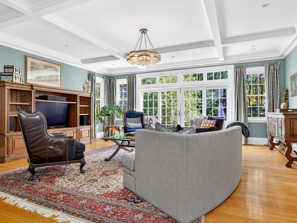Interior, Living room, Pendant Lights, Recessed Lighting, Wood Texture Flooring
