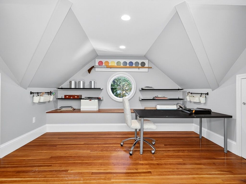 Home Office, Interior, Recessed Lighting, Wood Texture Flooring