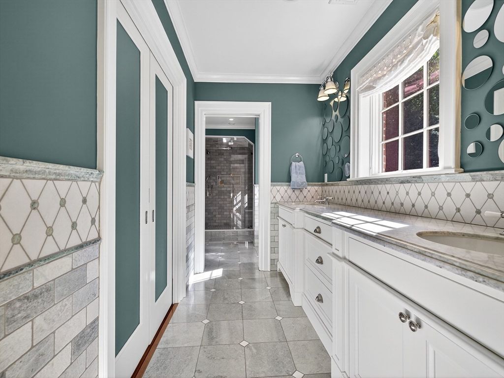 Bathroom, Interior, Recessed Lighting, Stone Walls