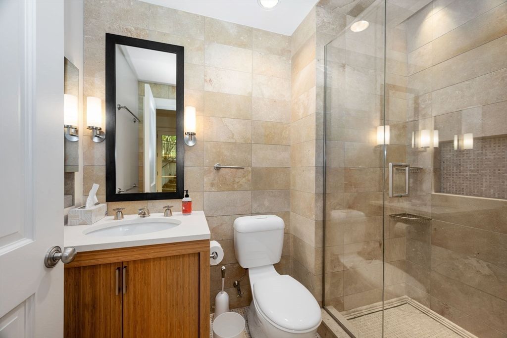 Bathroom, Glass Shower, Interior, Recessed Lighting