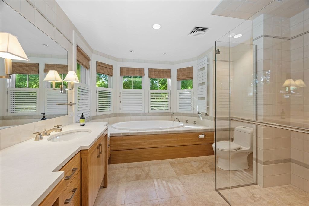 Bathroom, Dual Sink Vanities, Glass Shower, Interior, Recessed Lighting