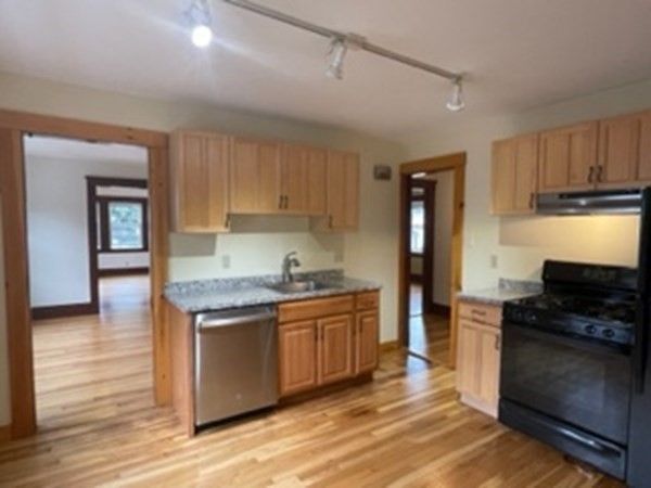 Interior, Kitchen, Stainless Steel Appliances, Wood Texture Flooring